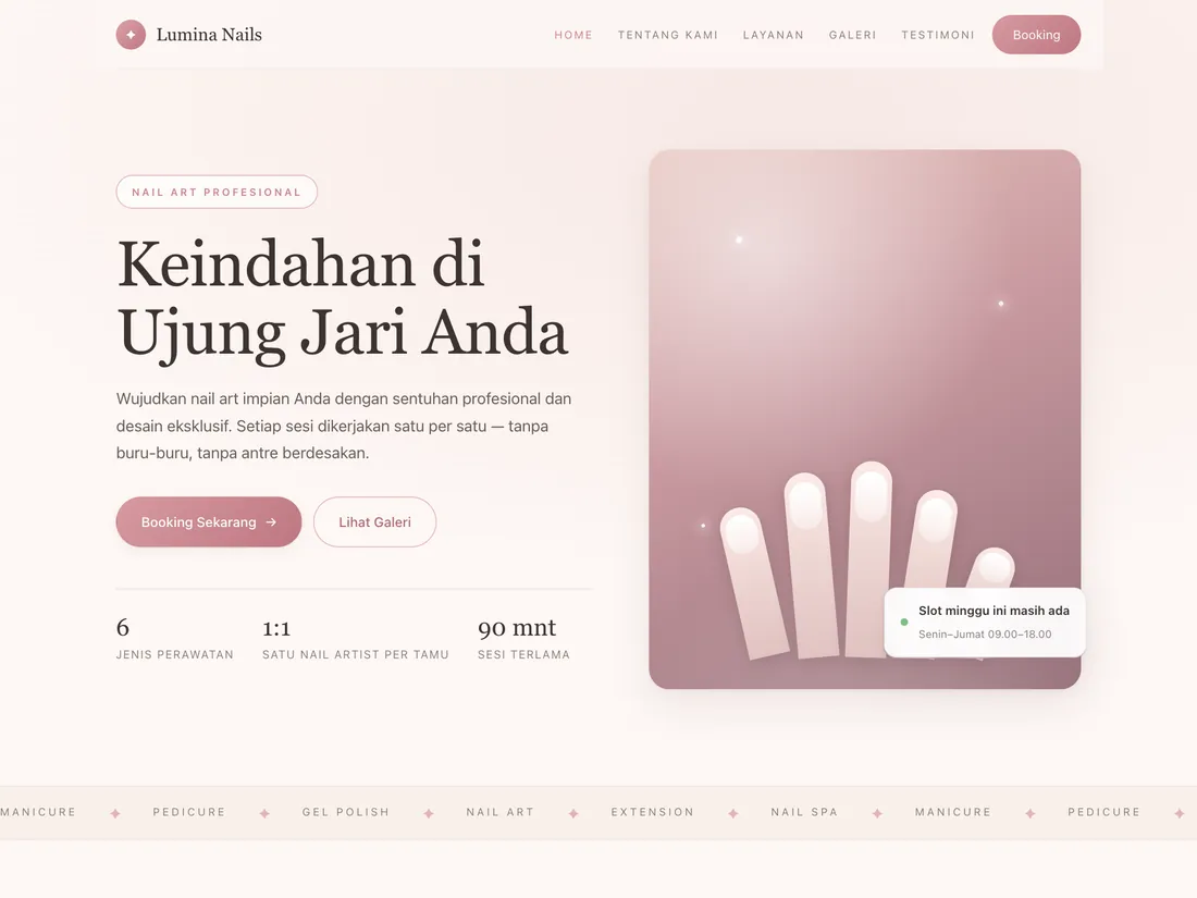 Website salon nail art Lumina Nails